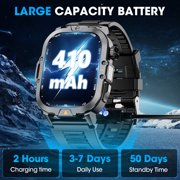 Mingwear 2.01-inch Military Smartwatch for Men with Fitness Tracker, Answer/Make Calls/100+ Sport Modes, IP68 Waterproof, Hiking Travel Pedometer Watch compatible with Android IPhone Devices (Black)