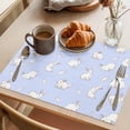 thumbnail image 3 of Easter Rabbit Placemats Set of 1, Cute White Bunny Carrots Blue Background Non-Slip Place Mats Washable Table Mats for Kitchen Dining Table Decorations Indoor/Outdoor, 3 of 9