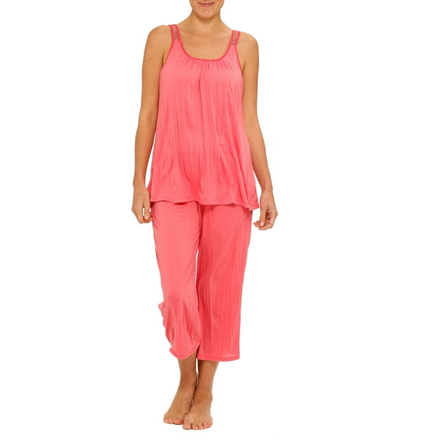 Celestial Dreams Women's Lace Strap Sleep Tank and Capri PJ Set