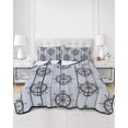 thumbnail image 2 of Full Size Quilt Bedding Set, Nautical Brown Anchor Reversible Summer Quilt 3 Pieces, Coastal Ocean Sea Grey Wooden Grain Lightweight Bedspreads Coverlets with 2 Pillow Shams for All Seasons, 2 of 5