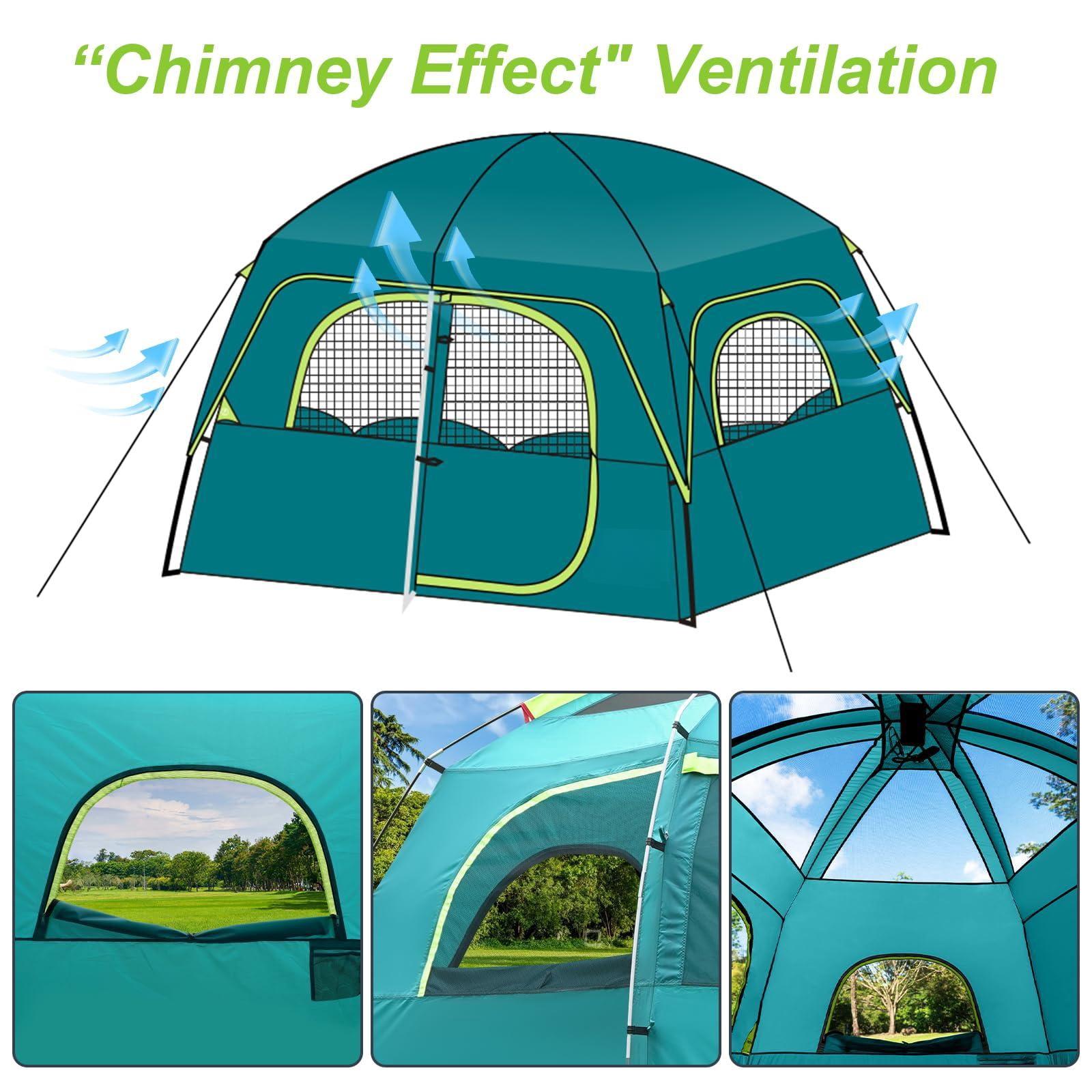 Upgraded 6/8 Person Camping Tents  Waterproof Windproof Family Tent With Larger Mesh Windows & Door Double Layer Easy Set Up All-season Dome Top Rainfly Carry Bag