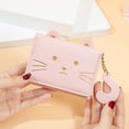 thumbnail image 4 of Cartera pequeña plegable para mujer, bonita cartera con diseño de gato fresco, monedero con dibujos animados para varias tarjetas, cartera para estudiantes, 4 of 5