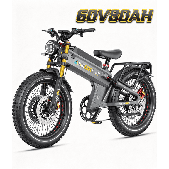 ANIIOKI A9 Pro Max Motorized Dirt Bike, 6000W Peak Dual AWD Motor, 60V 80Ah Battery, 45 MPH Top Speed, 26×4.8 Super Fat Tire, Full Suspension, CBS Brake, UL2849 Certified