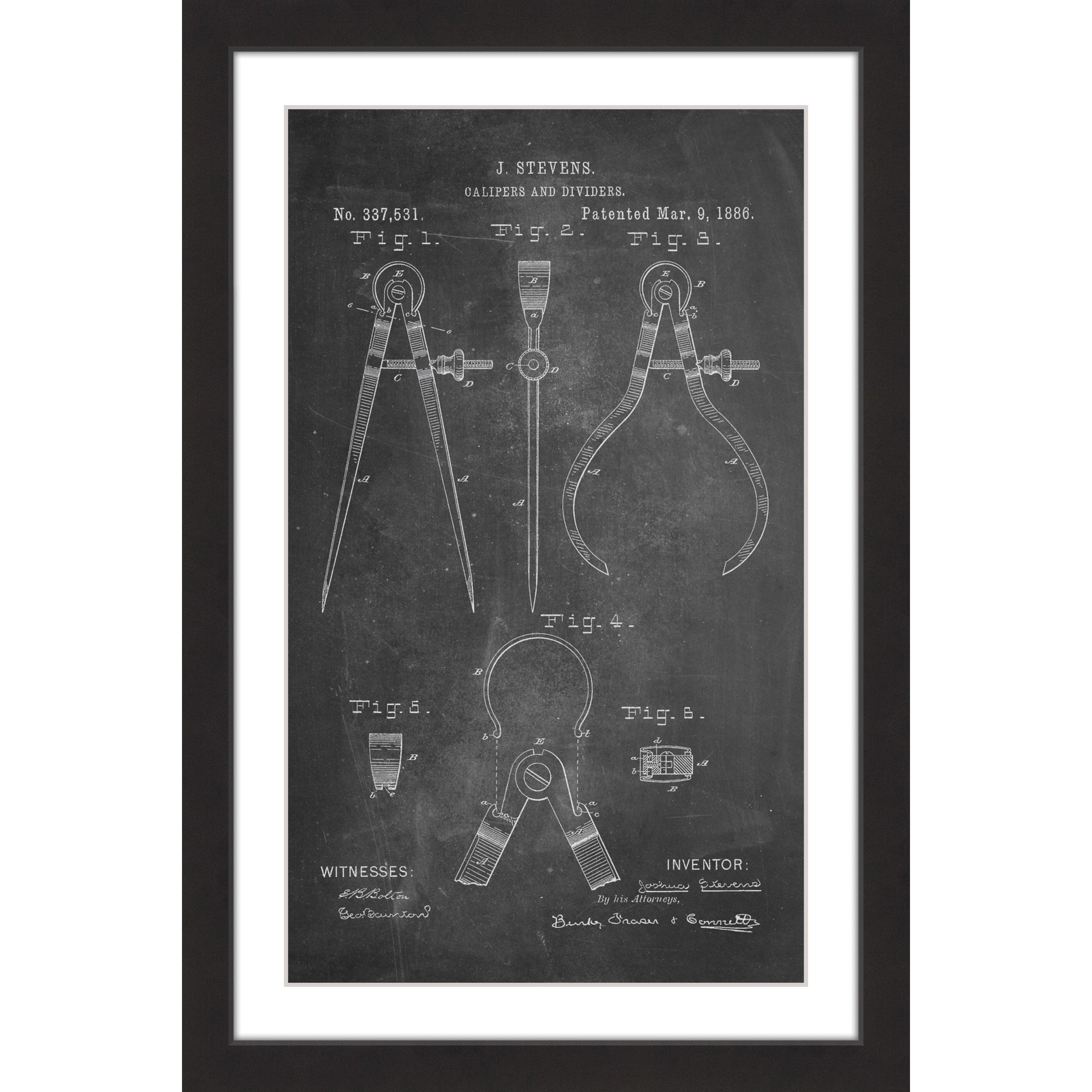 "Calipers 1886 Chalk" Framed Painting Print
