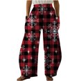 thumbnail image 2 of Puntoco Pantalones sueltos casuales vintage con estampado navideño para mujer Pantalones de pierna ancha casuales Pantalones Puntoco Puntoco-3931, 2 of 5