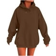 thumbnail image 3 of BXINGOHAI Women's Pullover Hoodie Lightweight Long Sleeve Kangaroo Pocket Basic Casual Sweatshirt Coffee,XL, 3 of 6