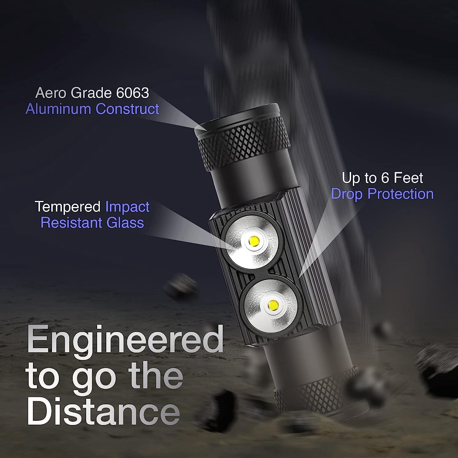 K-Bern - LED Rechargeable Headlamp, 1000 Lumens w/2600mAh battery, Adjustable Head Lights for Forehead, Aero grade aluminum solidly built, USB-C, Waterproof, for Walking, Camping, Hiking, Dual Beam