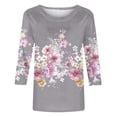 thumbnail image 5 of Alllist Gray Spring Tops for Women 2024 Trendy Crew Neck 3/4 Sleeve Graphic T-Shirts Summer Blouses, 5 of 5