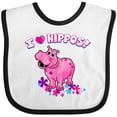 thumbnail image 3 of Inktastic I Love Hippos with Pink Hippo and Flowers Boys or Girls Baby Bib, 3 of 4