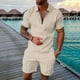 thumbnail image 1 of WILLBEST Conjunto de Pantalones Cortos Casuales de Manga Corta para Hombre, Cómodo Traje de Verano para Uso Diario, Tejido Suave y Transpirable, Traje Elegante para Caminar y Ir de Compras., 1 of 5