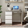 thumbnail image 3 of Costway 3-Drawer Computer Desk Writing Table Home Office w/Keyboard Tray Oak, 3 of 10