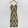 thumbnail image 5 of Pink Green Zig Zag Pattern Sleeveless Suspender Dress Summer Fashion Casual Long Dress, 5 of 9
