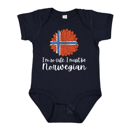 

Inktastic I m So Cute I Must Be Norwegian Sunflower Norway Flag Gift Baby Boy or Baby Girl Bodysuit
