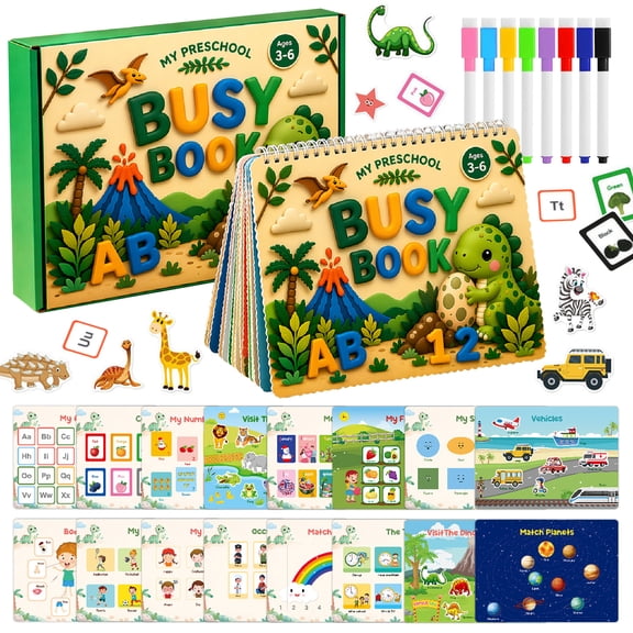 Preschool Learning Toys for 3 4 5 6 Years Old Boys Girls, Busy Book Educational Toys for Children 3-5, Birthday Gifts Toys for Boys 3-6 Years