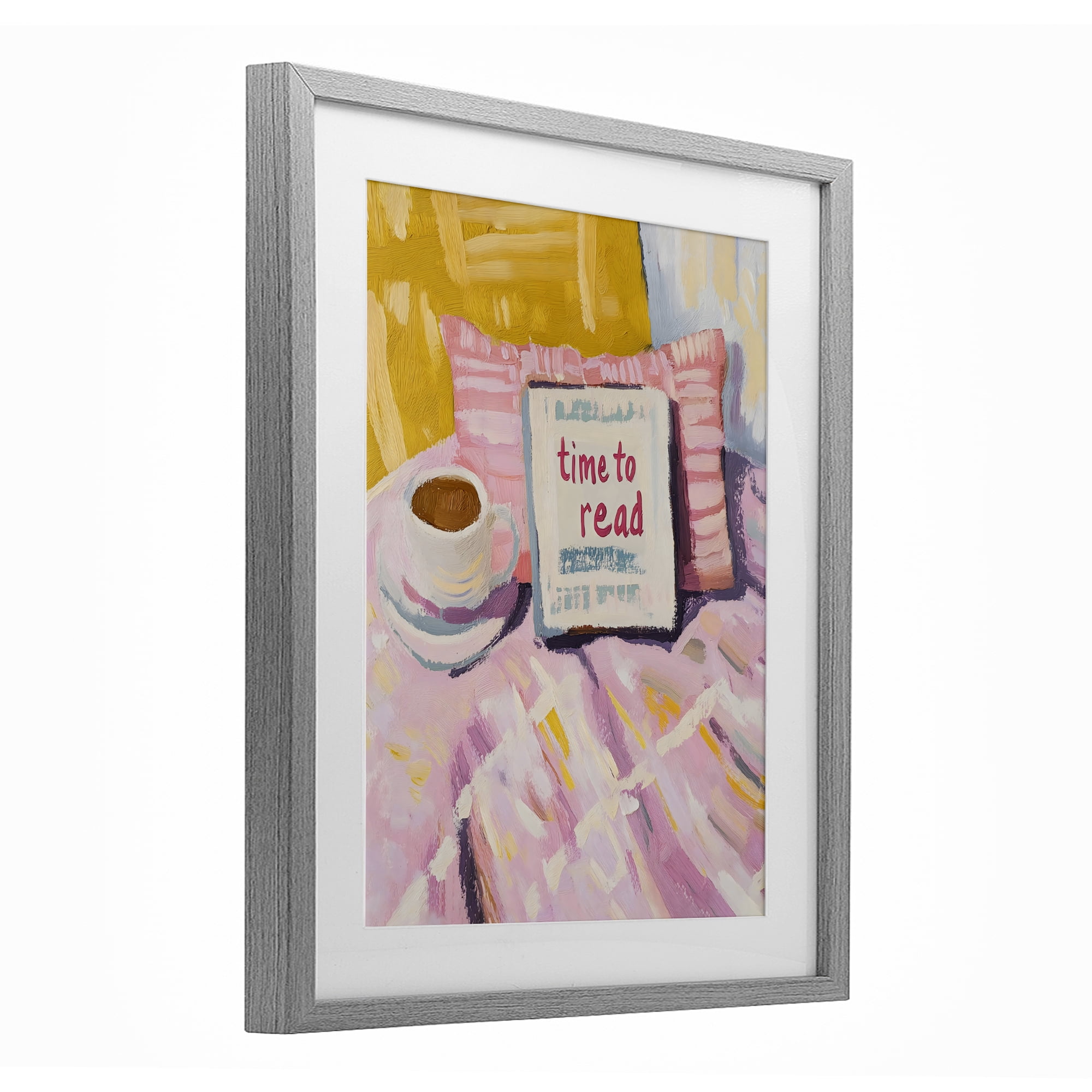 Stupell Industries Time To Read in Morning Gray Framed Print Under Glass, design by The Prints Vibe