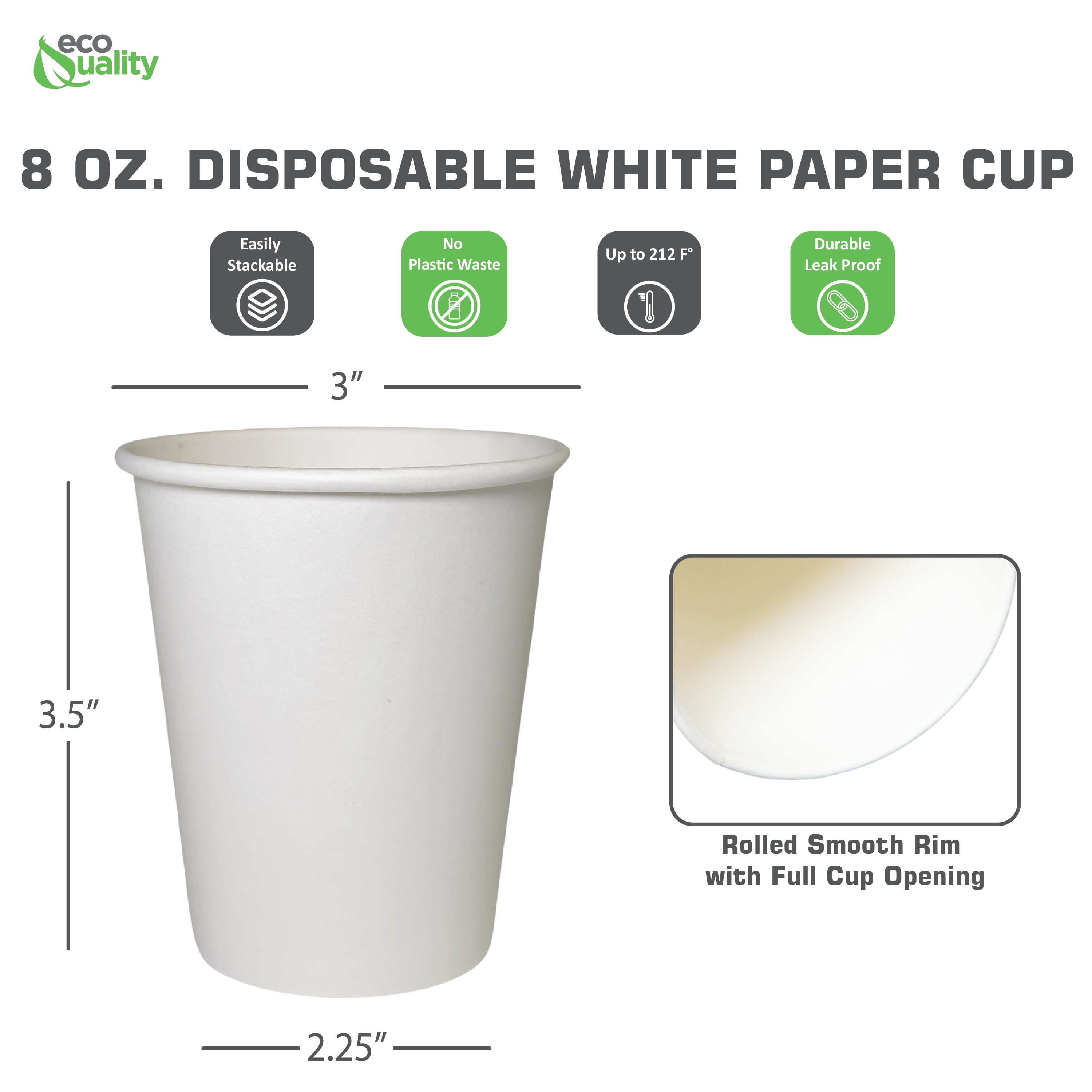 SOLO® Uncoated Paper Cups, 8 Oz., Hot Drinks, White, 1,000 Qty.
