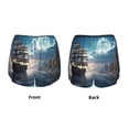 thumbnail image 5 of Lsque Moonlit Sea Sailboat Printed Women's Running Shorts with Liner Pockets,Elastic Quick Dry Workout Athletic Gym Yoga Shorts,Womens High Waist Shorts-Large, 5 of 9