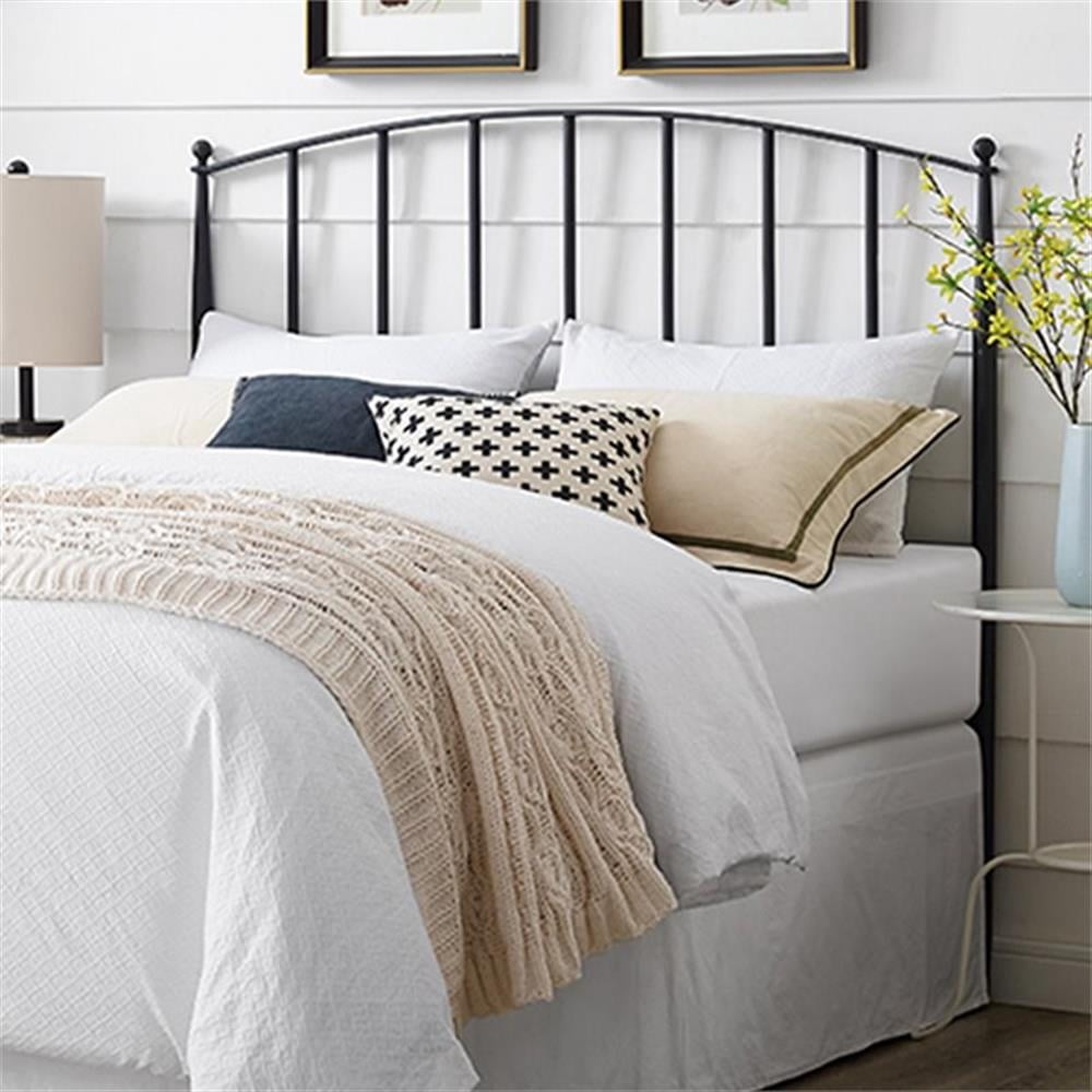 Bowery Hill Modern Metal Full Queen Spindle Headboard in Powder-Coated Black