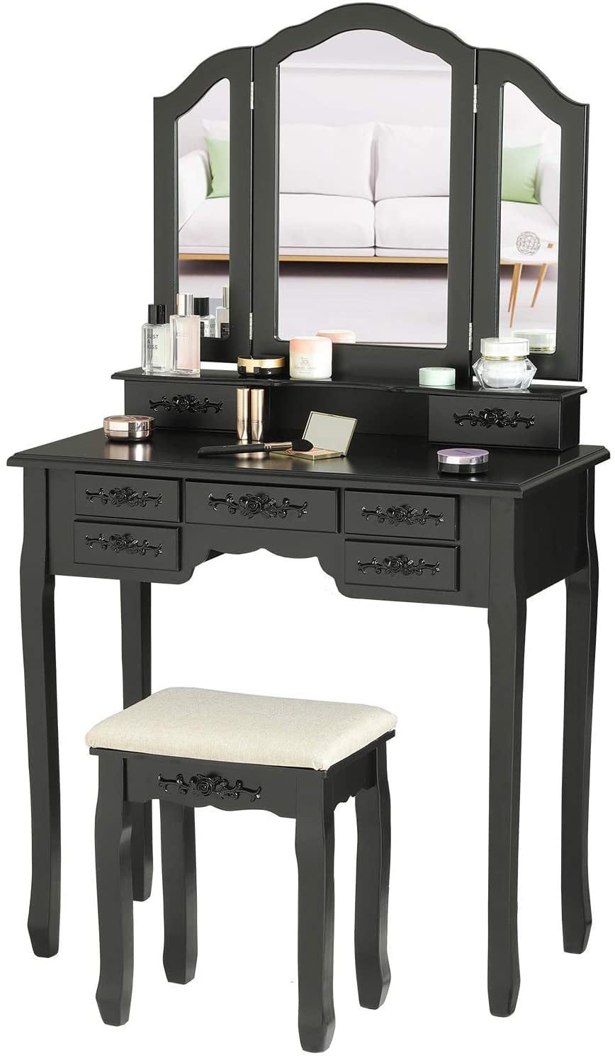 Tiptiper Dressing Vanity Table Makeup, Mirrored Makeup Vanity Pier One