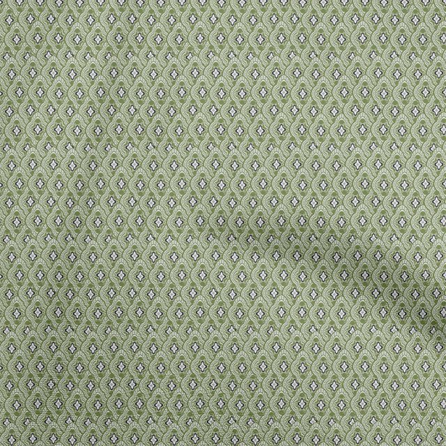 oneOone Rayon Forest Green Fabric Asian Block Tile Craft Projects Decor Fabric Printed By The Yard 56 Inch Wide