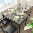 thumbnail image 4 of Small Dining Table Set for 4, Wooden Kitchen Table with 4 Upholstered Chairs, Space Saving Compact Dining Table with Corner Guard, Ideal for Kitchen, Dining Room, and Small Area, Gray, 4 of 9