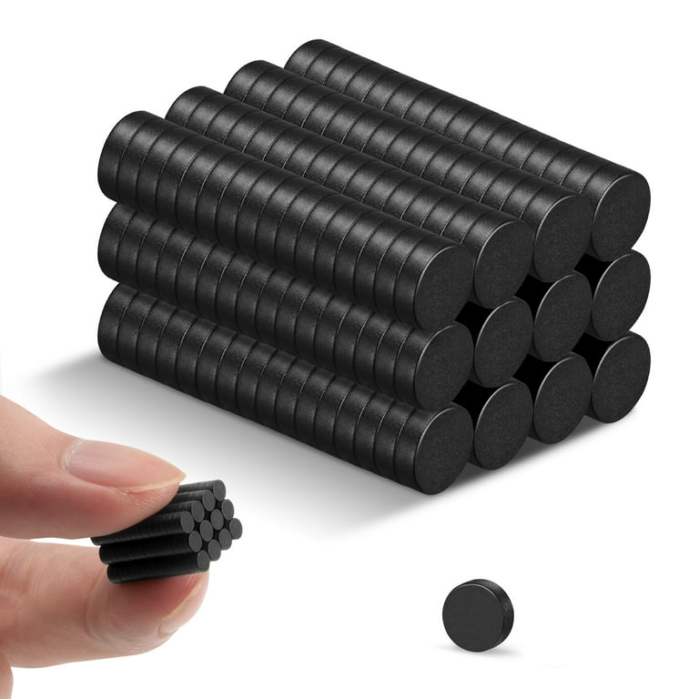 TSOMEI Mini Magnets, 3x1mm Miniature Magnets Small Round Magnets for Crafts,  DIY, Science, Whiteboard, Office and Photo, Tiny Refrigerator Magnets,  200Pcs Little Magnets, Black 