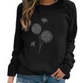 thumbnail image 2 of Mode Femmes Décontracté Col Rond Papillon Strass Manches Longues Hauts T-shirt, 2 of 5