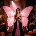 thumbnail image 5 of Halloween Butterfly Wing Costume Prop, Polyester Construction, Wearable Costume Backpiece for Halloween Party and Dress-Up Events, Indoor Display for Living Room, Bedroom, Mantel and Shelf, Pink, 5 of 6