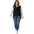 thumbnail image 3 of DARING DIVA Women's Plus Size V Neck Knit Sweater Vest 1X Black, 3 of 6