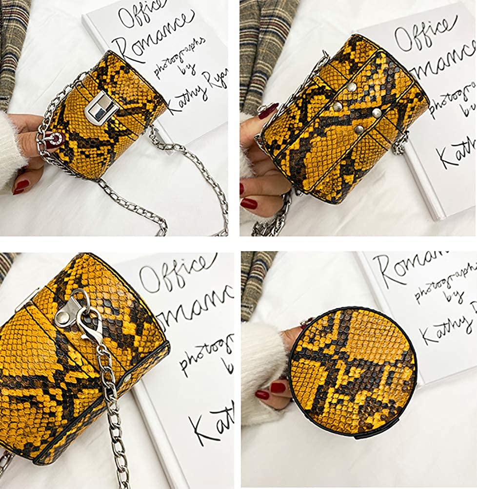 YOUI-GIFTS Women Snake Skin Crossbody Bag Fashion Handbag Shoulder Bag Purse with Chain Strap