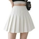 thumbnail image 1 of Falda plisada lisa de cintura alta para mujer, uniformes escolares de tenis y patinadora, minifalda de corte A con forro corto, 1 of 6