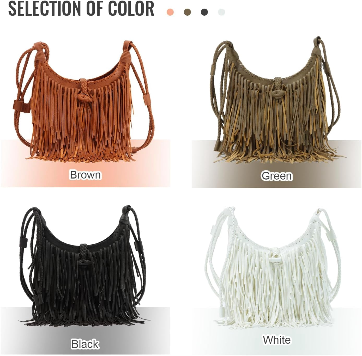 Vintage Fringe Hobo Bag for Women Black Fringe Purse Fringe Satchel Tassel Bag Fringe Shoulder Bag