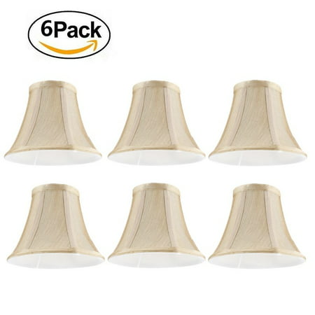 Set of 6 Linen Chandelier Shades, Yosoo Home Pendant Lamp Shades for Ceiling, Drum Shaped Clip On Shades, 6.10 x 6.10 x