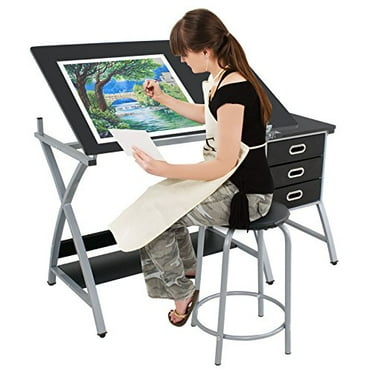 Magshion Drafting Table Desk Craft Work Station with Stool, Drawing ...