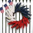 thumbnail image 5 of Patriotic Wreath for Front Door - Red White and Blue American Flag Wreath with Artificial Wheat, Independence Day Memorial Day Summer Wreath for Window Wall Indoor Outdoor Holiday Decoration, 5 of 8