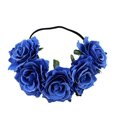 thumbnail image 1 of DNHCLL Corona de Flores de Rosas Coronas de Flores Falsas Diademas para Mujeres niña Pieza de Cabeza Floral de Rosa Corona para el Cabello Diadema para Mascotas Corona de Flores (Azul), 1 of 5