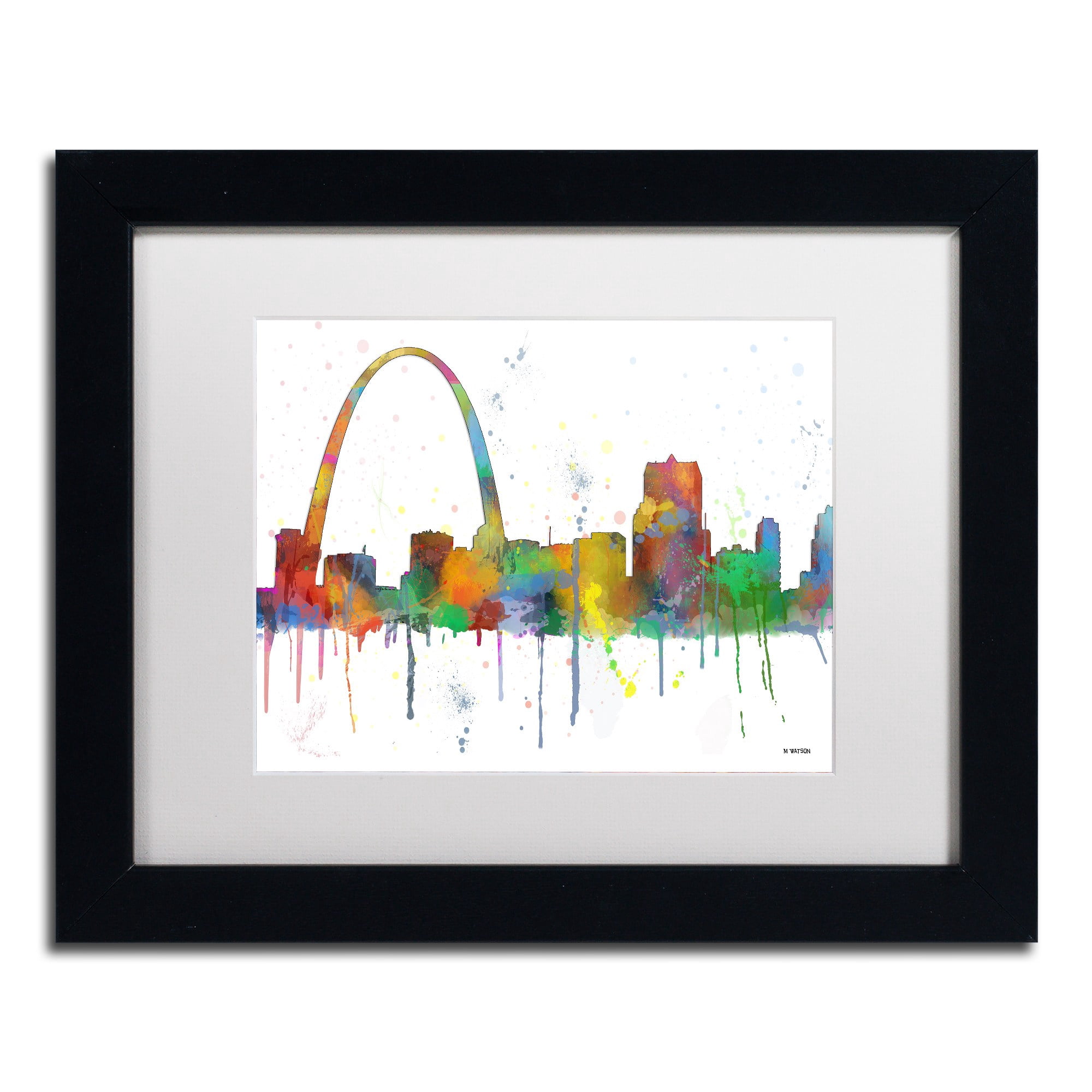 Trademark Fine Art "Gateway Arch St Louis Skyline" Canvas Art by Marlene Watson, White Matte, Black Frame