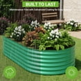 thumbnail image 3 of Bac Surélevé en Acier Galvanisé – Jardinière Ovale Robuste – Résistant à la Rouille et aux Intempéries – Assemblage Rapide – Herbes, Légumes et Fleurs – Extérieur – Vert, 240x120x45 cm, 3 of 7