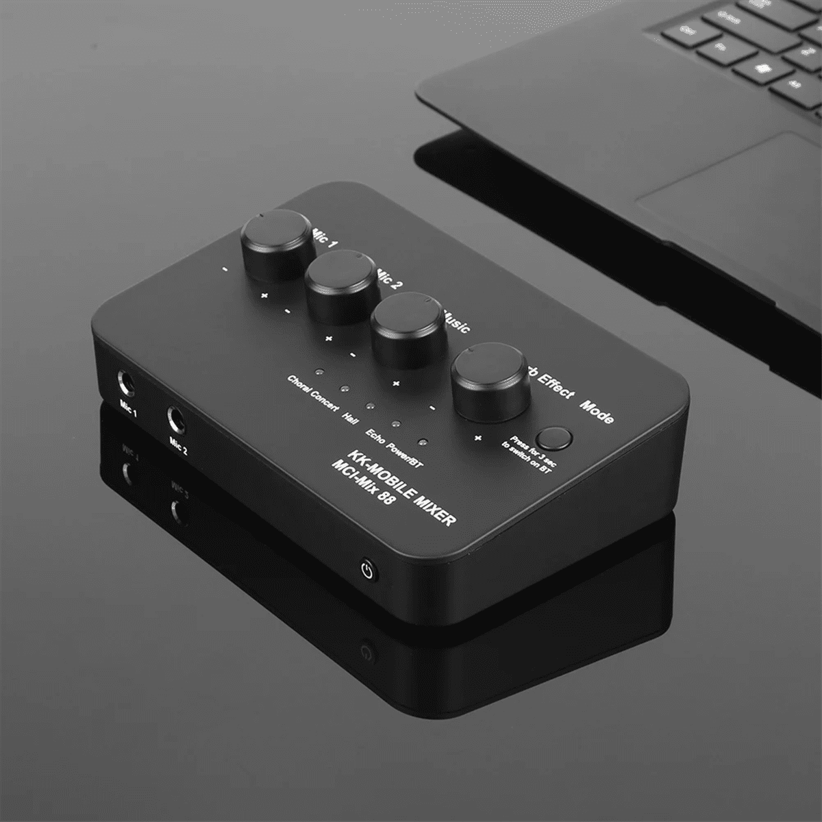 Digital Audio Sound Machine AUX IN/OUT BT Connection Dual Mic Inputs Karaoke Sound Mixer for Karaoke Smart TV PC Speaker