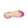 thumbnail image 4 of BLISSFUL STEP Women's Flower Rhinestone Slingback Clear Mid Heel Slip On Sandals Hot Pink 7, 4 of 7