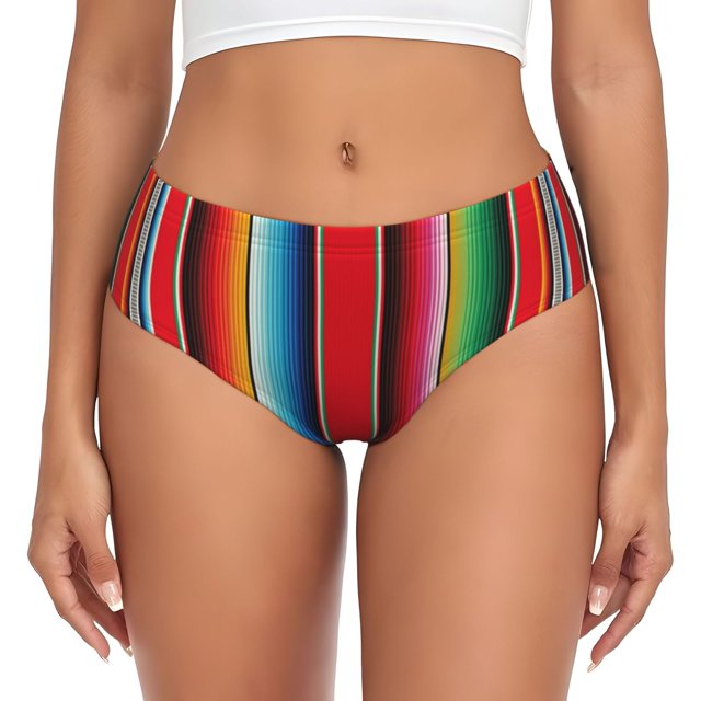 Fotbe Mexican Serape Blanket Stripes Calzones Estampados para Mujer – Ropa Interior de Algodón, Cómoda, Suave y Elástica-3X-Large