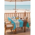 thumbnail image 2 of Outdoor Tablecloth with Umbrella Hole for Patio/Picnic/Party/Camping, Teal Blue Brown Waterproof Table Cloth Rectangle Table Cover Washable, Retro Farmhouse Gradient Wood (52"x 70"), 2 of 8
