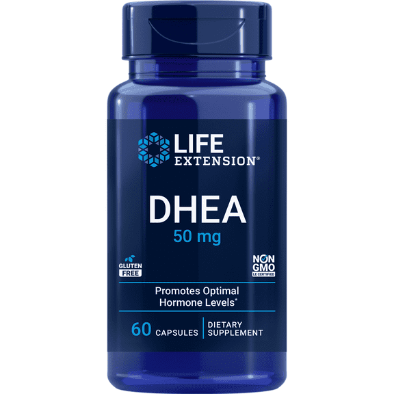 Life Extension, DHEA 50 mg, dehydroepiandrosterone, hormone health, memory health, bone and muscle support, sexual health, 60 capsules