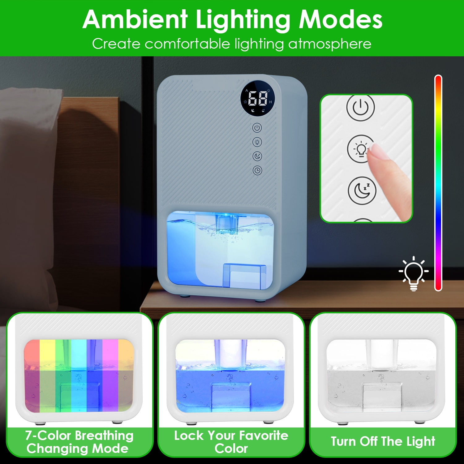 1Pc 37.2OZ Indoor Portable Small Dehumidifier with Sleep Mode 1-24H Timer Touch Control for Home Bathroom Basement Closet RV Bedroom
