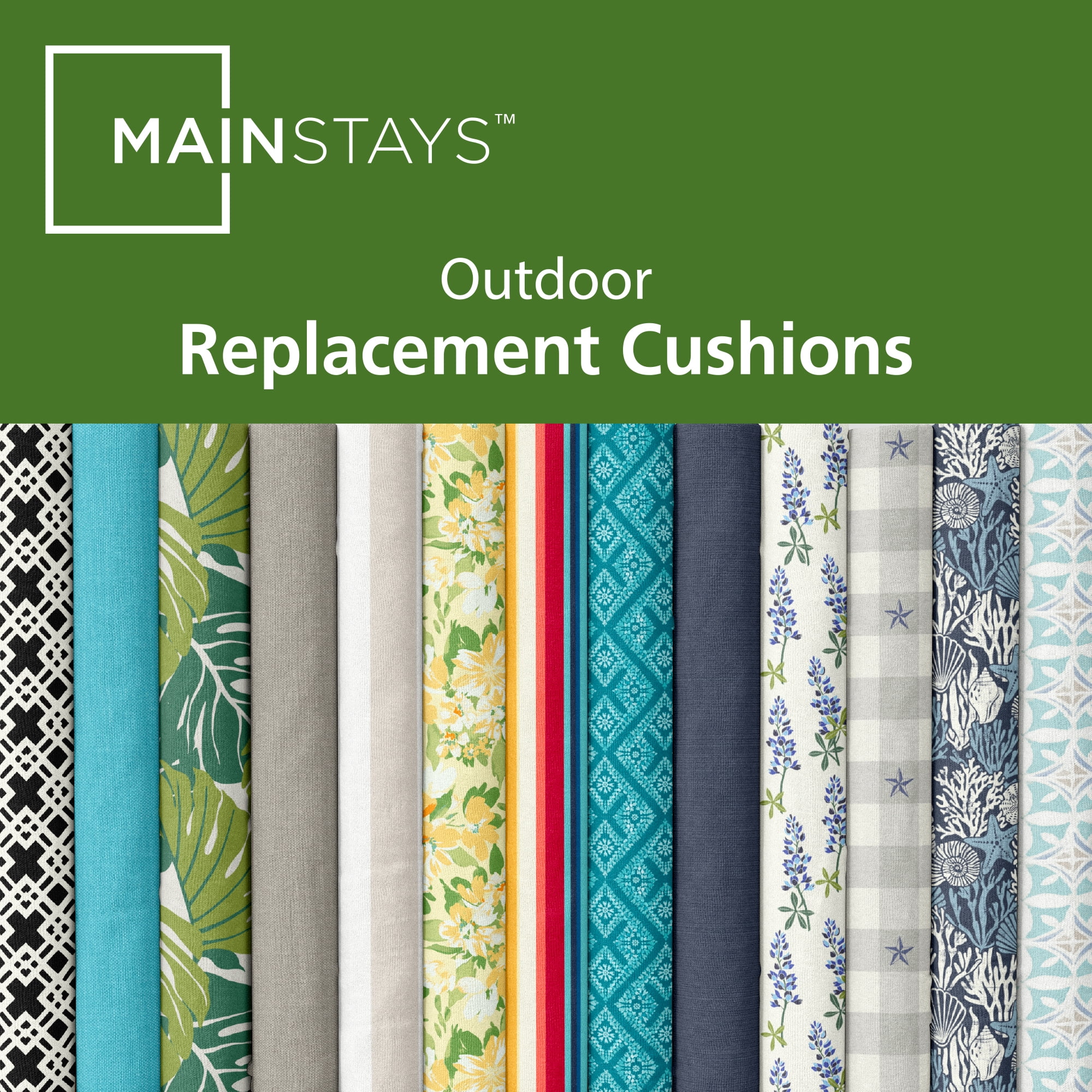 Mainstays 45"L x 22.75"W Tan Rectangle Outdoor 2-Piece Deep Seat Cushion