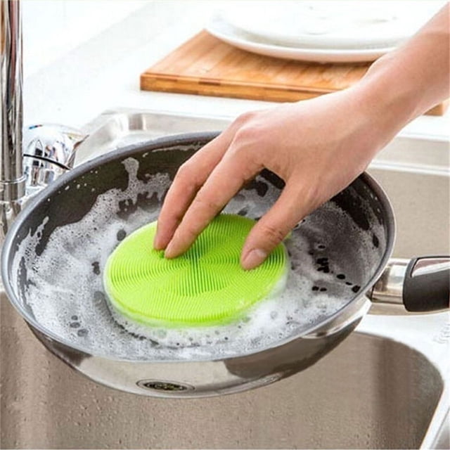 4PCS Random Color Multifunction Soft Silicone tool Dishwashing brush Dishwashing Brush Non Stick Tool Pan Pot Bowl Washing Tool