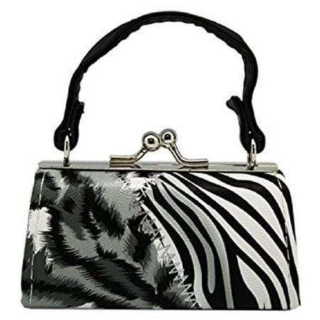 - Zebra Striped Mini Faux Leather Cocktail Bag Coin Purse
