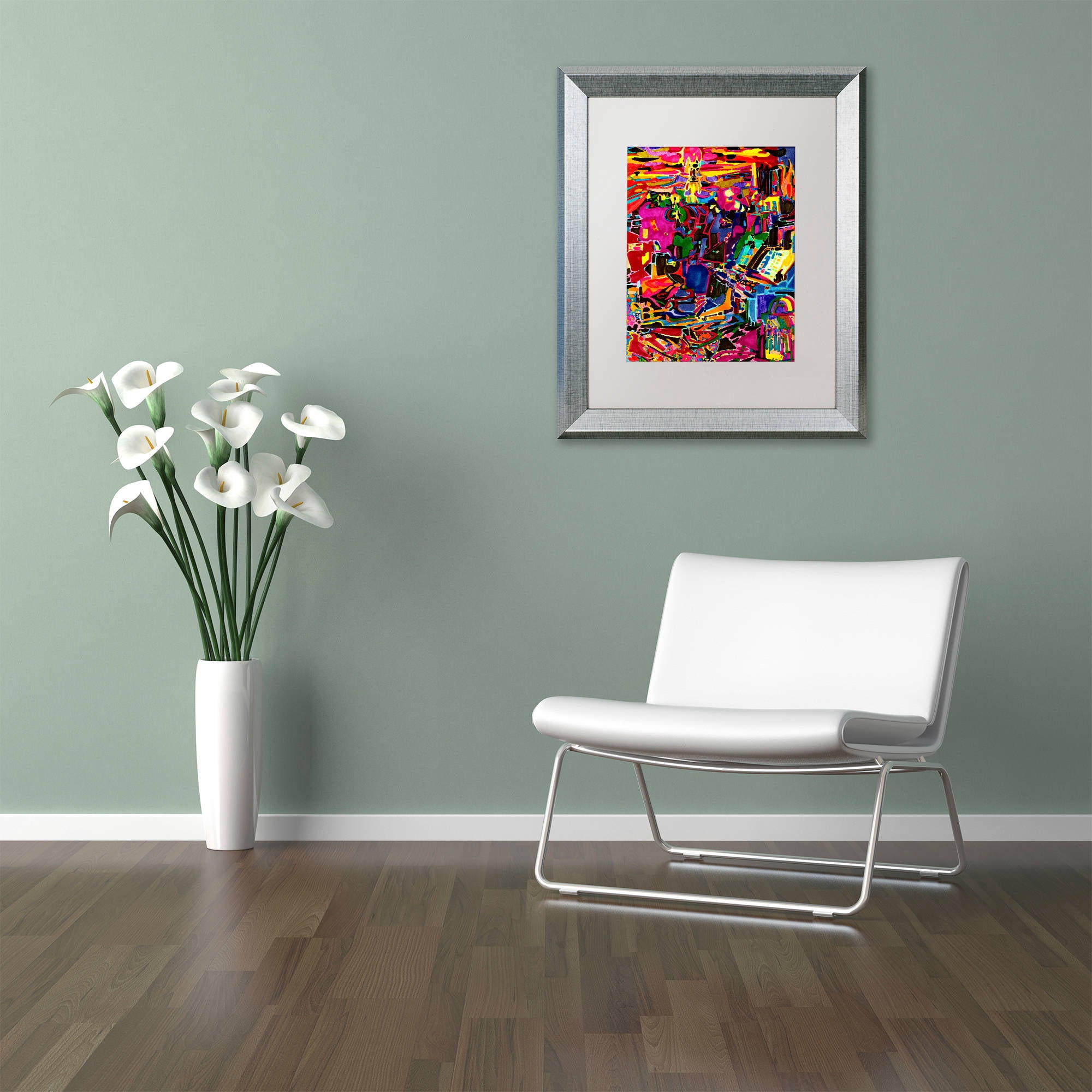 Trademark Fine Art "Fire In The Arcade" Canvas Art by Josh Byer, White Matte, Silver Frame