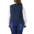 thumbnail image 3 of Agnes Orinda Women's Plus Size Vests V Neck Fully Lined Buttons Work Dressy Tuxedo Suit Vest Waistcoat 3X Navy Blue, 3 of 6