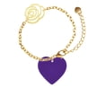 thumbnail image 2 of Delight Jewelry Acrylic 1" Purple Heart Gold-tone Flower Link Chain Bracelet, 6.75"+2" Extender, 2 of 4